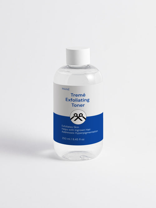 Bottle of Tremé Exfoliating Toner on a white background